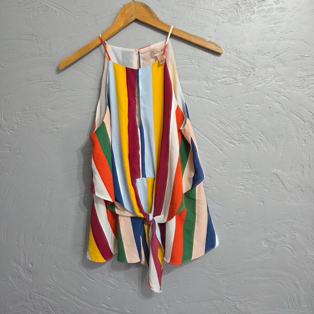 Willow & Root Buckle size L Multi-Colored Striped Tie Waist Halter Blouse